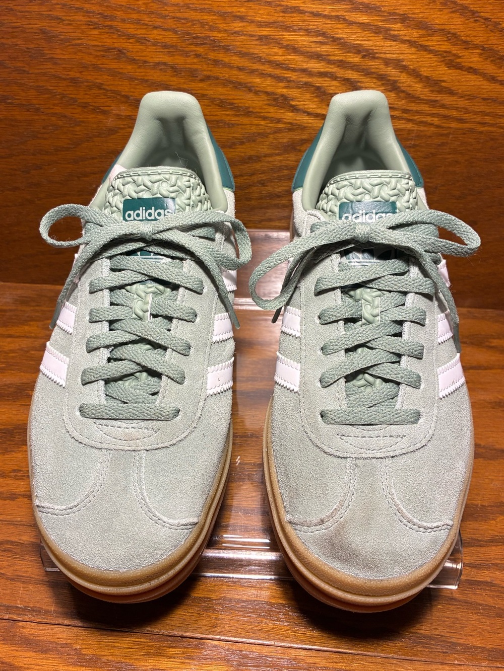 Adidas Gazelle Bold Suede Platform Gum Sole Sneakers Sage Green Women’s 6.5 - Picture 2 of 16